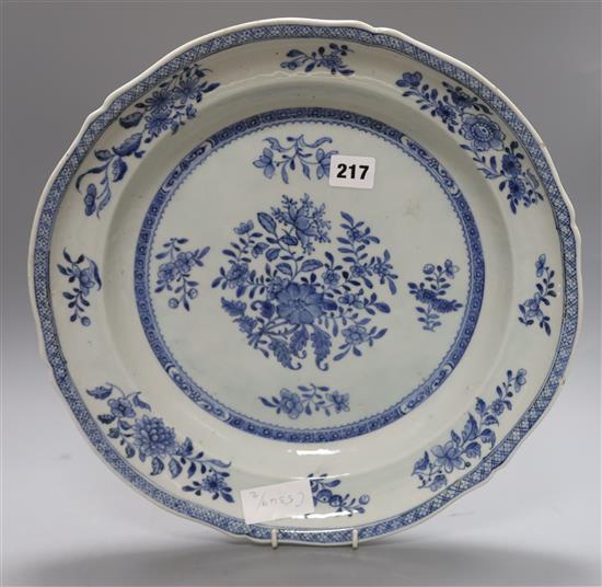 A Chinese blue and white charger, Qianlong period Diameter 37cm
